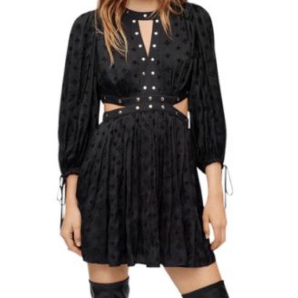 Chic Black Long Sleeve Dress with Cutout Details